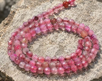Agate bead strand 4 mm faceted pink dyed (approx. 89 beads / approx. 36 cm length)