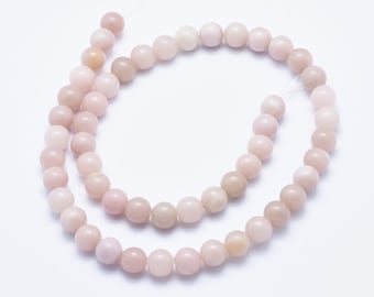 Natürlicher Pink Opal (Andenopal) Perlenstrang 6 - 6,5 mm rund glatt glänzend (ca. 60 Perlen / ca. 3