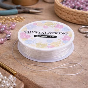1 Rolle klare elastische dehnbare Kristall Perlenschnur 0,7 mm Länge 15 Meter