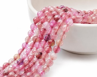 Agate bead strand 4 mm faceted pink dyed (approx. 89 beads / approx. 36 cm length)
