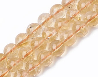 Citrin Perlenstrang 6 - 6,5 mm rund glatt (ca. 61 Perlen / ca. 37,5 cm Länge)