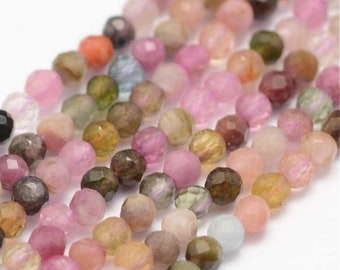 Natürlicher Turmalin Perlenstrang 1,9 - 2 mm facettiert (ca. 170 Perlen / ca. 39 cm Länge)
