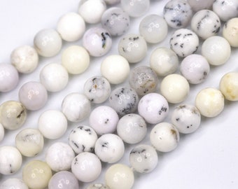 Natürlicher heller afrikanischer Opal Perlenstrang 6,5 - 7 mm rund glatt glänzend (ca. 61 Perlen / c