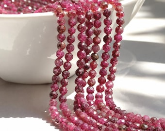 Faceted red tourmaline bead strand 2.8 - 3 mm (approx. 120 beads / approx. 39 cm length)