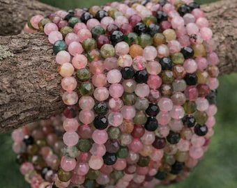 Faceted tourmaline bead strand 3 - 3.3 mm (approx. 140 beads / approx. 39 cm length)