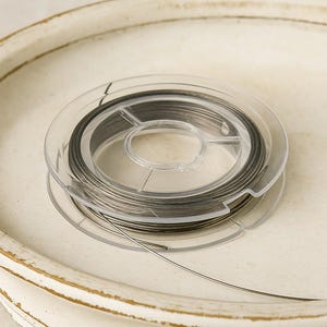 1 Rolle (10 Meter) Tiger Schwanz Nylon ummantelter Schmuckdraht edelstahlfarben 0,45 mm