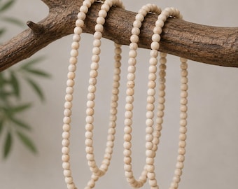 Papaya wood bead strand 4.5 - 4.6 mm (approx. 96 beads / approx. 40 cm length) - natural wood beads for creative jewelry ideas