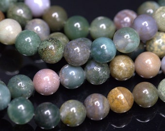 Natürlicher indischer Achatperlenstrang 8 mm rund glatt glänzend (ca. 45 Perlen / ca. 36,5 cm Länge)