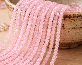 Natural rose quartz bead strand faceted 3.5 - 3.6 mm (approx. 136 beads / approx. 38.5 cm length)