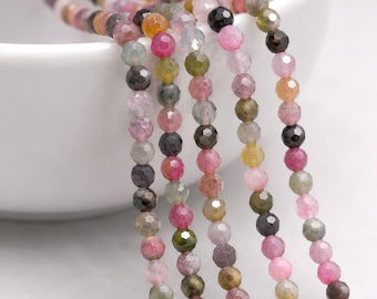 Natural faceted tourmaline bead strand 3 - 3.5 mm (approx. 178 beads / approx. 39 cm length)