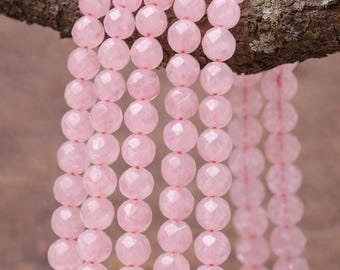 Natural faceted rose quartz bead strand 6 - 6.3 mm (approx. 60 beads / approx. 38.5 cm length)