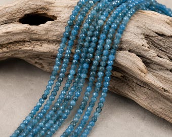Natural apatite bead strand, faceted, 3.2 - 3.5 mm (approx. 113 beads / approx. 39 cm length)