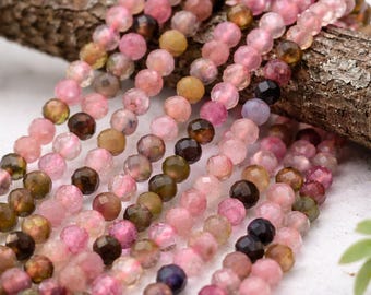 Natural tourmaline bead strand, faceted, 2.3 mm (approx. 175 beads / approx. 38 cm length)