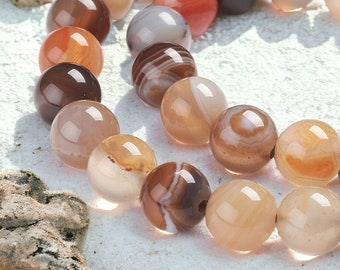 Natürlicher Achat Perlenstrang 8 - 8,3 mm rund glatt glänzend (ca. 47 Perlen / ca. 39 cm Länge)
