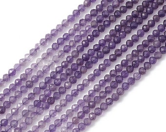 Amethyst Perlenstrang 3 - 3,5 mm facettiert (ca. 115 Perlen / ca. 39 cm Länge)