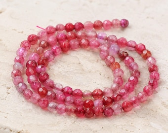 Agate bead strand 4 mm faceted pink dyed (approx. 89 beads / approx. 36 cm length)