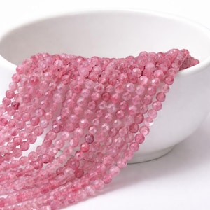Pink Turmalin Perlenstrang 2,5 - 2,7 mm facettiert (ca. 150 Perlen / ca. 39 cm Länge)