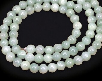 Natürlicher Persischer Jade Perlenstrang 8 mm rund glatt glänzend (ca. 50 Perlen / ca. 40 cm Länge)