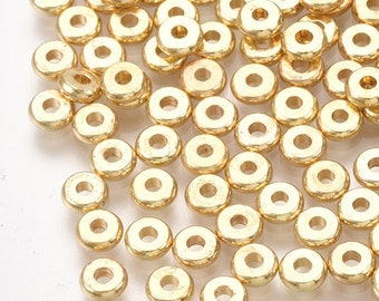15 Metallperlen Zwischenperlen Spacer 4 x 1,6 mm 18k vergoldet