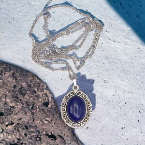 Bastelset Cabochon Kette mit Lapislazuli Cabochon und Edelstahlkette Bild 1