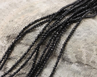Black tourmaline bead strand 3.2 - 3.4 mm faceted (approx. 120 beads / approx. 39 cm length)