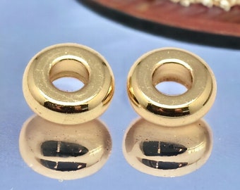 10 Flache runde Metallerlen 4 mm goldfarben Donutperlen Zwischenperlen Spacer