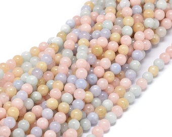 Heller Morganit Perlenstrang 6 - 6,5 mm rund glatt (ca. 60 Perlen / ca. 37 cm Länge)
