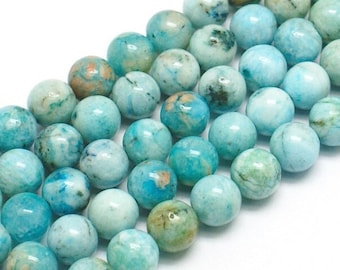 Natürlicher Hemimorphit Perlenstrang 8 - 8,4 mm rund glatt glänzend (ca. 47 Perlen / ca. 40 cm Länge