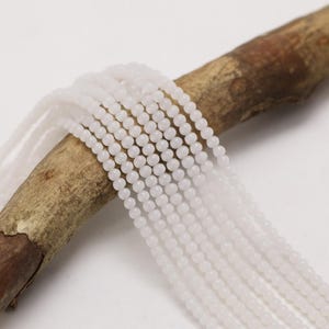Delicate white gemstone jade bead strand, round, smooth, 2 mm (approx. 184 beads / approx. 41.5 cm length)
