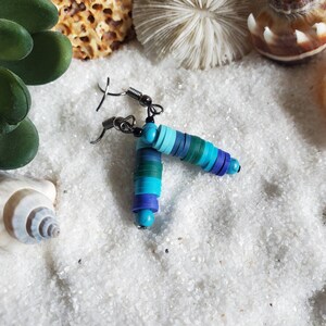 Ocean-Inspired Heishi Earrings- Blue and Green Coastal Beaded jewelry- Coastal jewelry- Seaside jewelry- Beach Lover Gift- Summer Jewelry