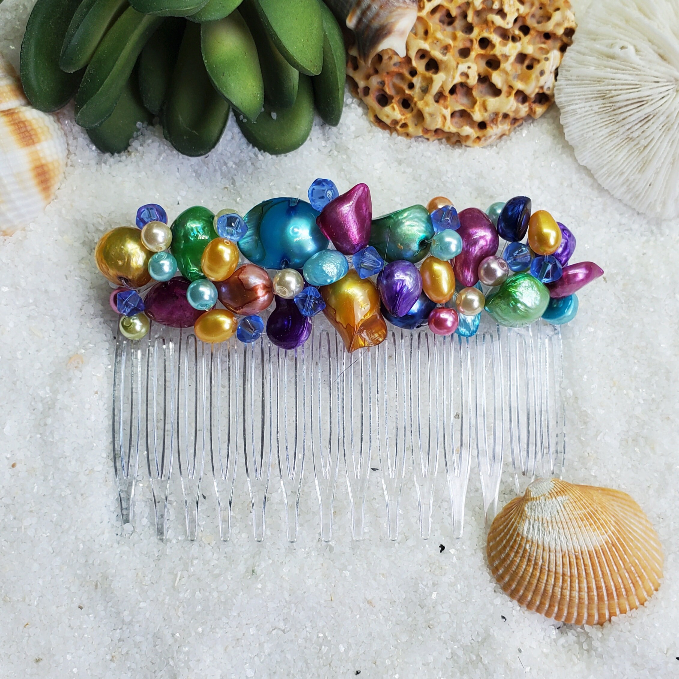 Handmade Freshwater Keshi Pearl Hair Clip Handmade freshwater pearl hair clip! : r/DIYweddings main image 4