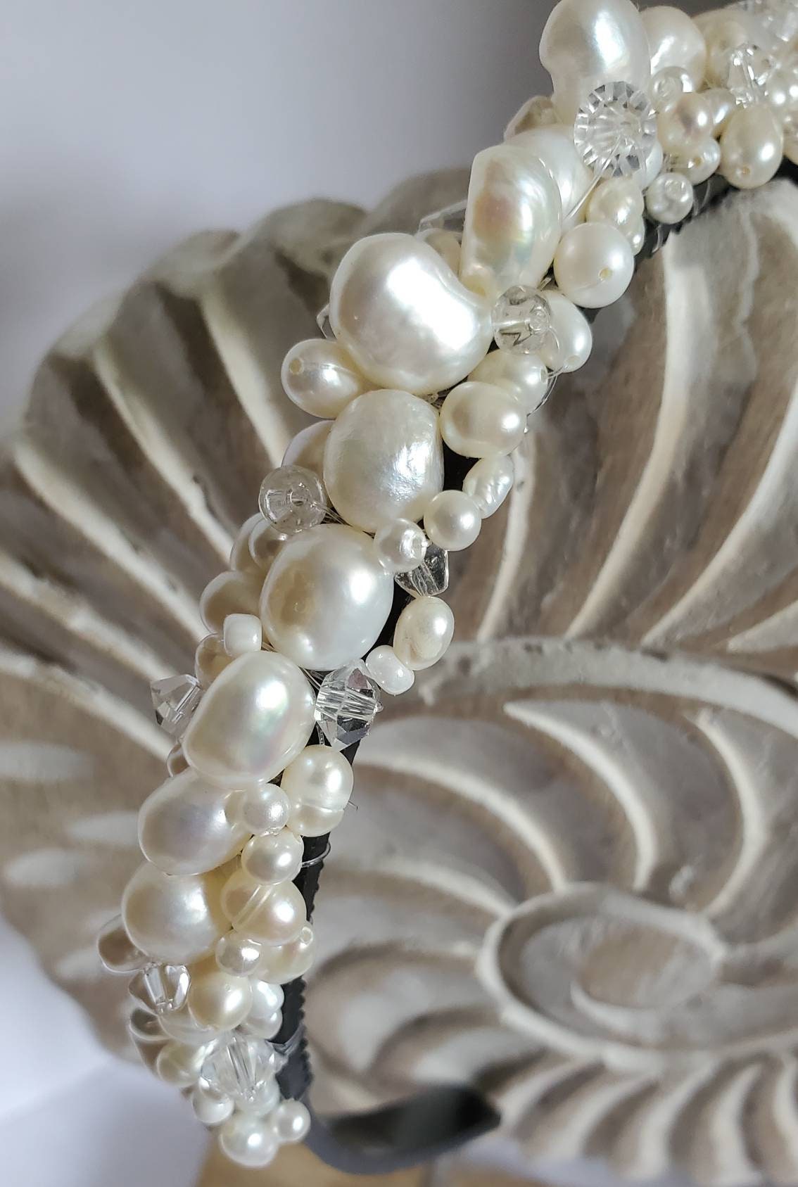 Handmade Pearl Cluster Headband – Ivory Bridal Wedding Hair  display picture 3