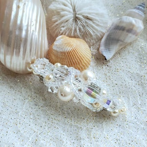 Crystal and Pearl Bridal Barrette- Elegant Wedding Hair Accessory- Rhinestone and Pearl Hair Clip for Brides- Special Occasion Barrette