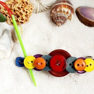 Button Barrette- Colorful Button Barrette- Quirky Hair Accessory- Button Headpiece- Button Hair Clip- Whimsical Barrette- Crafty Hair Clip