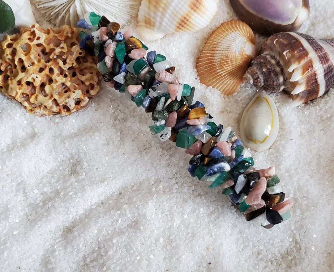 Handwoven Mixed Gemstone Hair Barrette- Natural Stone Beaded  display picture 3