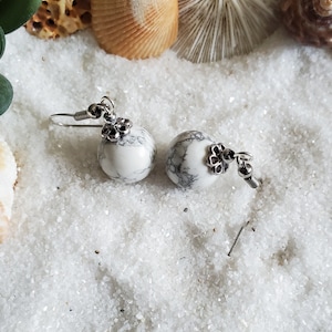 Howlite earrings- elegant white gemstone jewelry for peace and calm- White Howlite jewelry- healing stone- White gemstone jewelry
