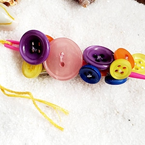 Button Barrette- Colorful Button Barrette- Quirky Hair Accessory- Button Headpiece- Button Hair Clip- Whimsical Barrette- Crafty Hair Clip