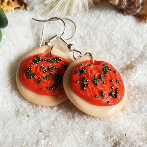 Polymer Clay Christmas Cookie Earrings- Festive Handmade Holiday Jewelry- Whimsical Holiday Earring- Festive Cookie Earrings- Cookie Jewelry