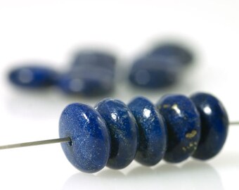 3x Lapislazuli Linse 10mm, gebohrt