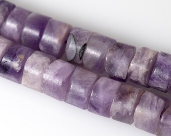 3x Amethyst Zylinder matt behauen, 6x14mm