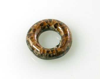 1x Keramik Ring Caramel/Cappuccino 22x6mm, Loch innen 10mm