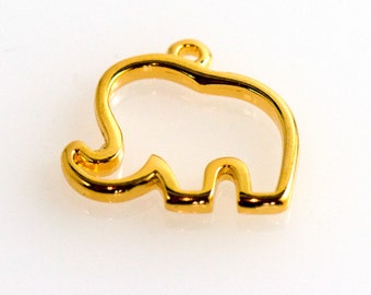 2x Metall Anhänger Elefant Gold 18x19mm