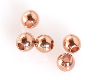 15x Metallperle rund rose gold, verschiedene Größen