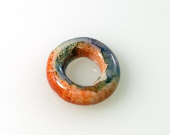 1x Keramik Ring Himmel Orange 22x6mm, Loch innen 10mm