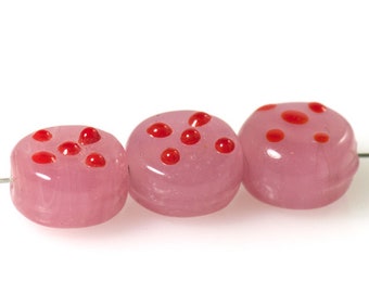 4x Lampwork rosa Button 10x14mm