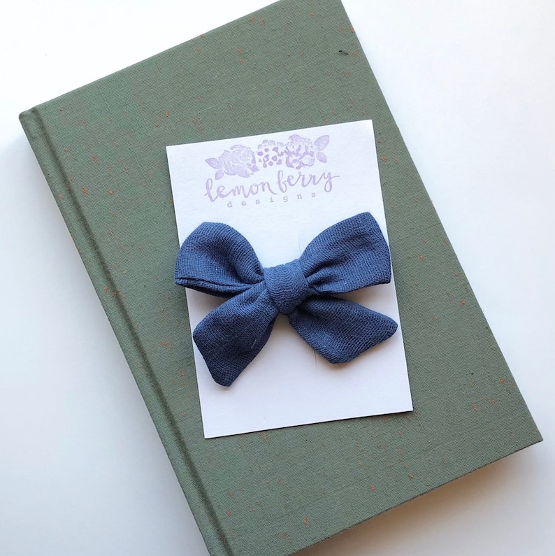 Girl Hair Bows Summer bows,Spring bows Baby girl bows Newborn bows Navy Blue double gauze hair bow Baby Headband Baby bow headbands