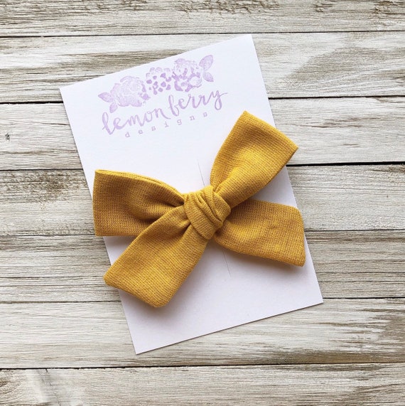 Yellow Hair Bow Summer Bows Fall Bows Baby Bow Headbands | Etsy