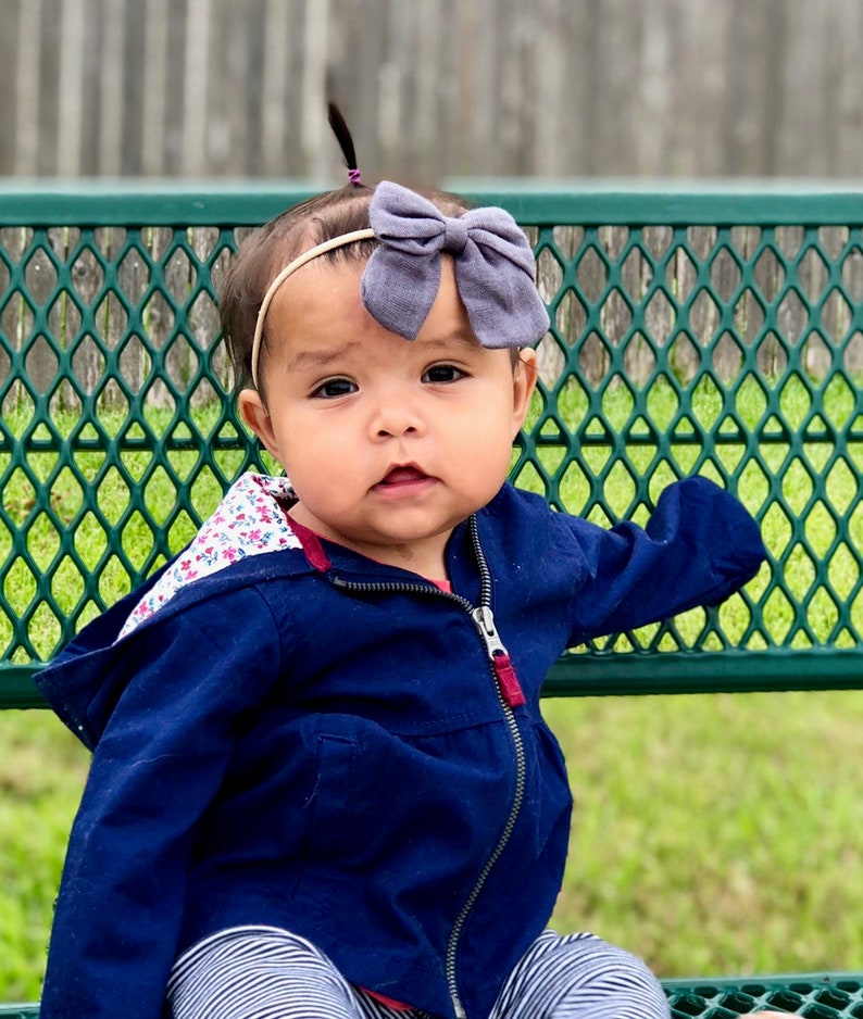 Girl Hair Bows Summer bows,Spring bows Baby girl bows Newborn bows Navy Blue double gauze hair bow Baby Headband Baby bow headbands