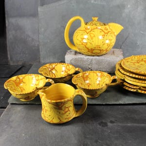 Ciaurro Orvieto #776 Italy Majolica Tea Set | 16 Pcs - 10 Hand Painted Pieces Without Chips Including Teapot & 3 Cups Plus 6 &quot;Bonus&quot; Pieces