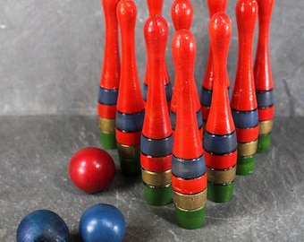 FOR TOY COLLECTORS! Antique Table Top Bowling Set | Made in Czechoslovakia | Wooden Bowling Set | Bixley Shop